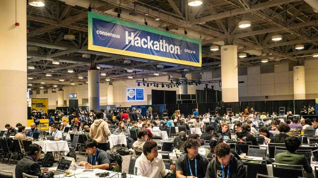 Hundreds of hackers in the hall at the Consensus Hackathon in Toronto